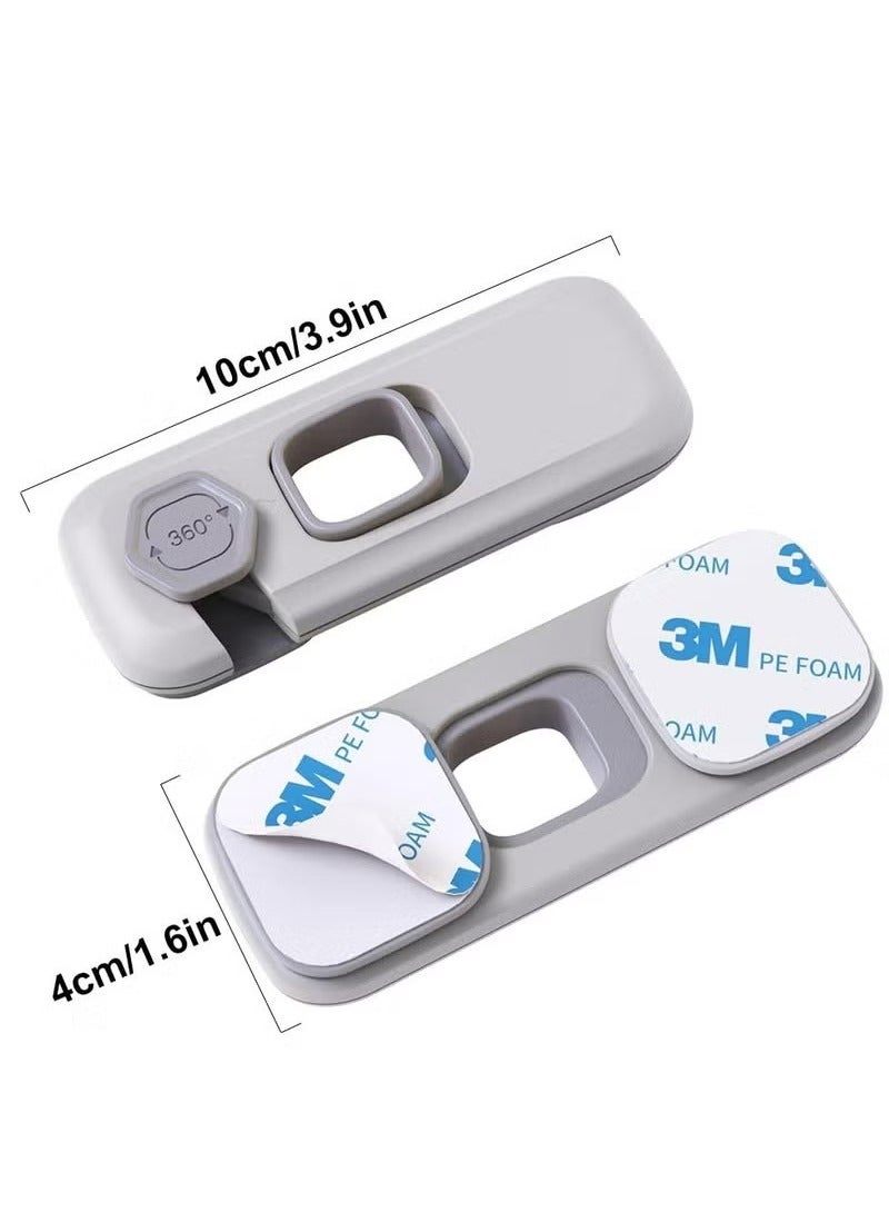 2 Pack Child Proof Refrigerator Lock, Fridge Locks for Kids with Sticky Adhesive Pads, Child Safety Locks for Doors, RV Refrigerator, Oven Lock Child Safety Baby Cabinet Locks - Grey Updated  - Image 4