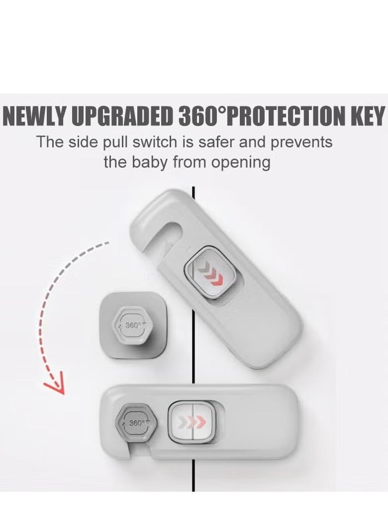 2 Pack Child Proof Refrigerator Lock, Fridge Locks for Kids with Sticky Adhesive Pads, Child Safety Locks for Doors, RV Refrigerator, Oven Lock Child Safety Baby Cabinet Locks - Grey Updated  - Image 5