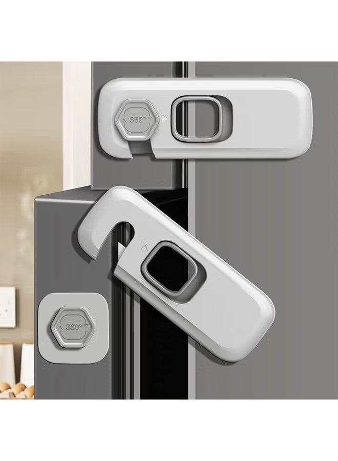 Kids Locks, Fridge Locks for Kids, 2 Pcs Kids Security Refrigerator Locks, Oven Lock Child Safety, Drawers, Wardrobes and Freezers, Child Safety Cabinet Locks Baby Proofing, Grey - Image 1