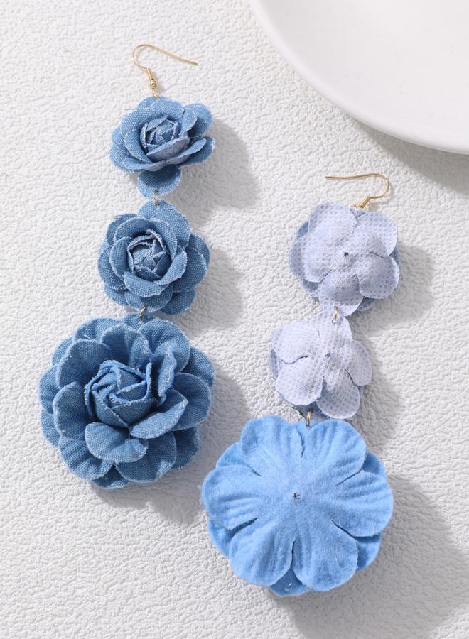 Take Two Blue Denim Rose Dangle Earrings - Image 5