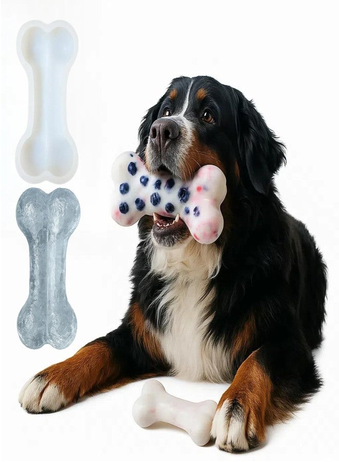 TYNUOCN Large Silicone Dog Bone Mold 2 Pack - Large Bone Shaped Ice Cube Trays, Dishwasher Safe Non-Stick Freezer & Oven Mold for Frozen Treats, Baking, Dog Chews (white) - Image 1