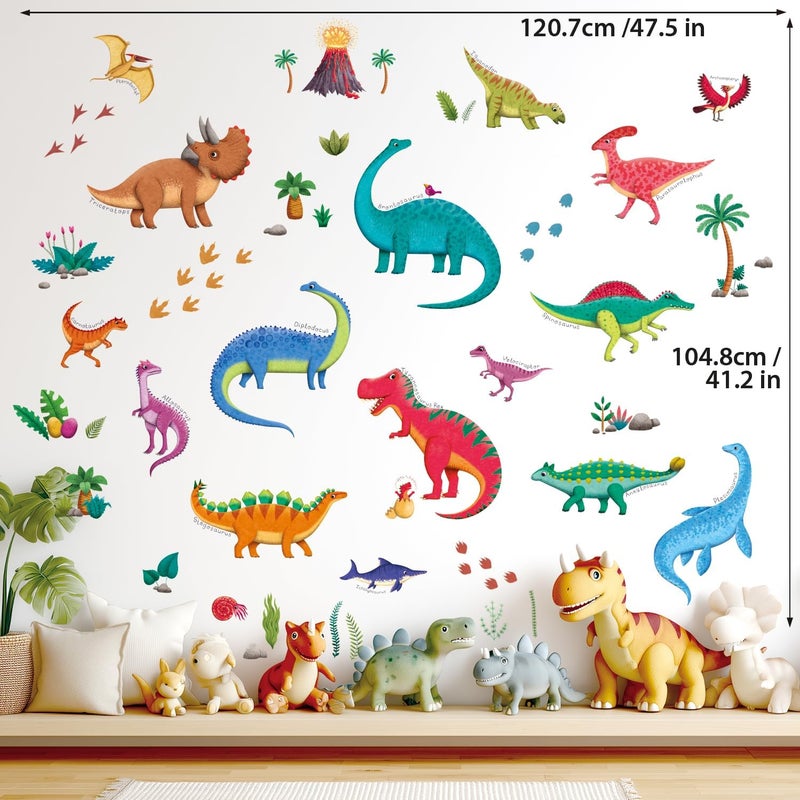 Decowall DS9-2115 16 Multicolor Cartoon Dinosaur Wall Stickers, Dinosaur Wall Decals for Boys & Girls, Indoor Use, Water Resistant, Matte Finish, Irregular Shapes, Reusable, For Kids - Image 5