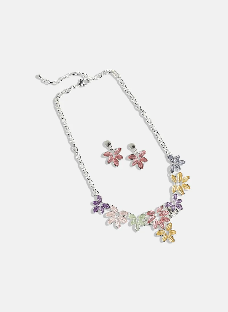 SOHI Pastel Foliage Artificial Jewellery Set