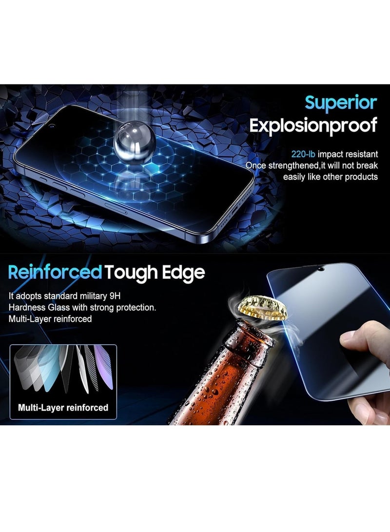 Aookay [2+2 Pack] Privacy Screen Protector for iPhone 17 Pro Max with Camera Lens Protector,Shatterproof Tempered Glass [True 28°Anti Spy] [9H Hardness][Automatic Dust-Elimination Install][Bubble Free] - Image 4