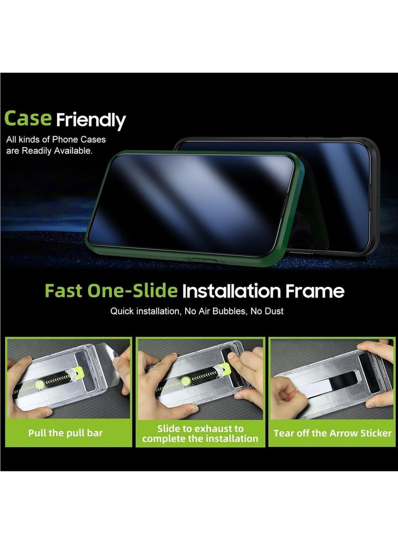 Aookay [2+2 Pack] Privacy Screen Protector for iPhone 17 Pro Max with Camera Lens Protector,Shatterproof Tempered Glass [True 28°Anti Spy] [9H Hardness][Automatic Dust-Elimination Install][Bubble Free] - Image 3