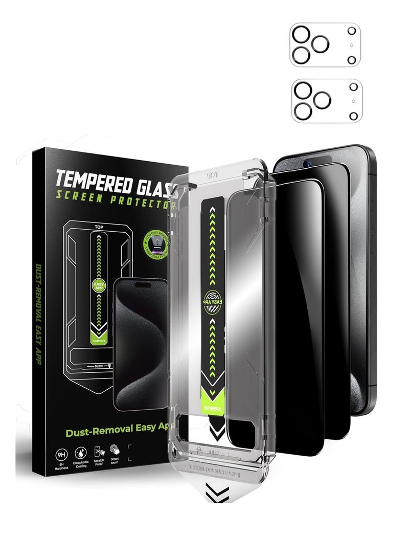 Aookay [2+2 Pack] Privacy Screen Protector for iPhone 17 Pro Max with Camera Lens Protector,Shatterproof Tempered Glass [True 28°Anti Spy] [9H Hardness][Automatic Dust-Elimination Install][Bubble Free] - Image 1