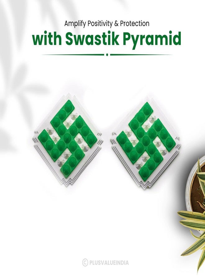 Plus Value Plastic Green Swastik Pyramid for Vastu Remedies Home Office Main Door Entrance Decor Cash Box Tijori (2.5 Inches, 2 Piece) - Image 3