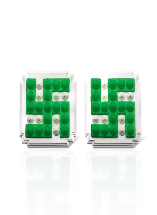 Plus Value Plastic Green Swastik Pyramid for Vastu Remedies Home Office Main Door Entrance Decor Cash Box Tijori (2.5 Inches, 2 Piece) - Image 1