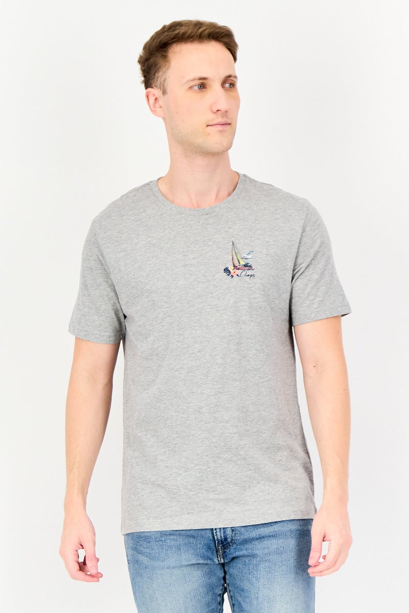Chaps Men Crew Neck Short Sleeve Brand Logo T-Shirt, Grey - Image 1