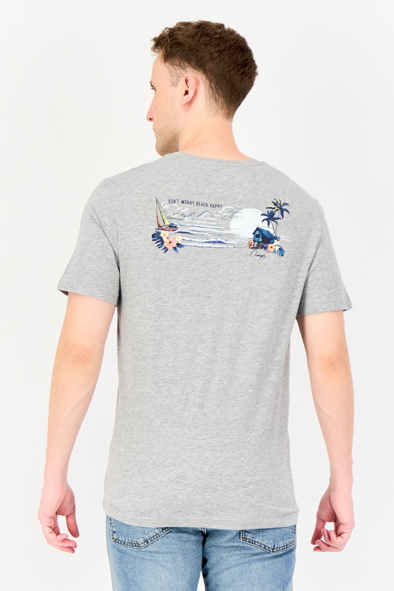 Chaps Men Crew Neck Short Sleeve Brand Logo T-Shirt, Grey - Image 3