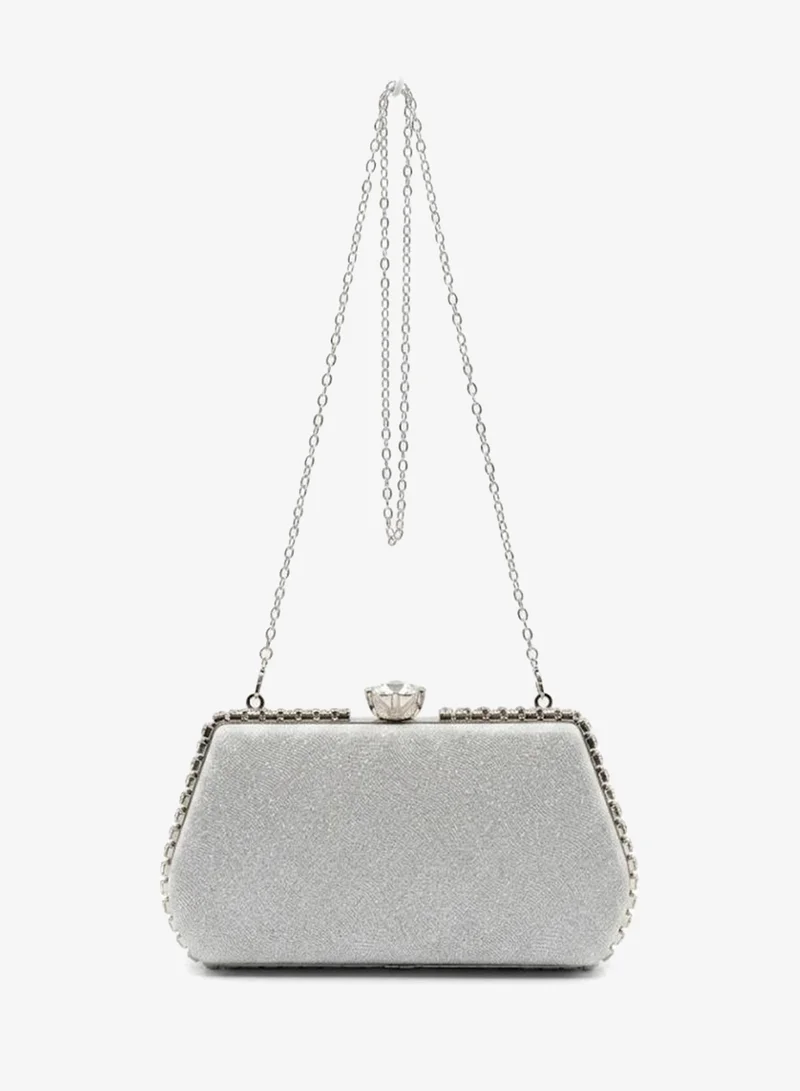 Viny Silver Viny Women's Crystal Frame Evening Clutch Bag | Rhinestone Trimmed Hard Shell Party Handbag | Wedding Bridal Purse | Formal Minaudiere for Weddings, Parties, Prom, Cocktail, Engagement, Eid & Special Occasions – Gold, Silver, Black for Women | Best Price UAE