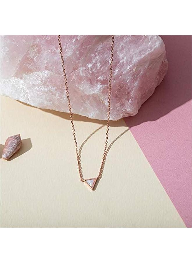 PAVOI 14K Gold Plated Opal Pendant Necklaces for Women | Created Opal Cubic Zirconia Dainty Necklace | erfly Round Triangle Antler Bar Pendants - Image 3
