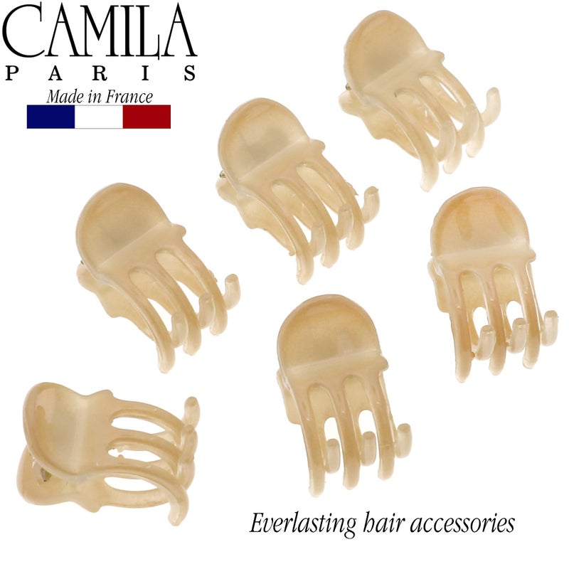 Camila Paris CP3084 French Hair Clip for Women, Set of 6 Extra Small Beige Girls Hair Claw Clip Jaw Fashion Durable Styling Hair Accessories for Women, Ladies Strong Hold Grip Clamp, Made in France - Image 4