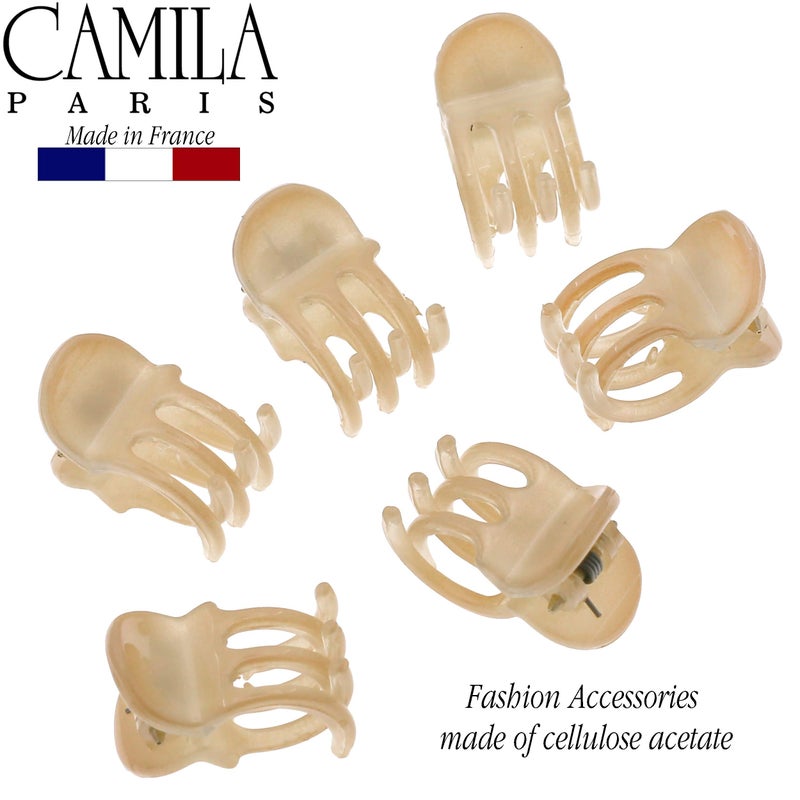 Camila Paris CP3084 French Hair Clip for Women, Set of 6 Extra Small Beige Girls Hair Claw Clip Jaw Fashion Durable Styling Hair Accessories for Women, Ladies Strong Hold Grip Clamp, Made in France - Image 2