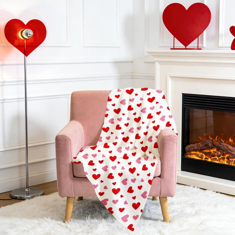 Whaline Valentineâ€™s Day St. Patrickâ€™s Day Fuzzy Blanket Reversible Throw Blanket Heart Shamrock Clover Double-Sided Soft Cozy Flannel Blankets for Party Home Bed Sofa Couch, 50 x 60 Inch - Image 4