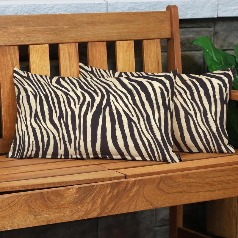 EKOBLA Decorative Lumber Cushion Case Zebra Striped Printed African Safari Skin Cotton Linen Farmhouse Throw Pillow Covers Cushion Case 12x20 Inches for Couch Sofa Home Decoration - Image 3