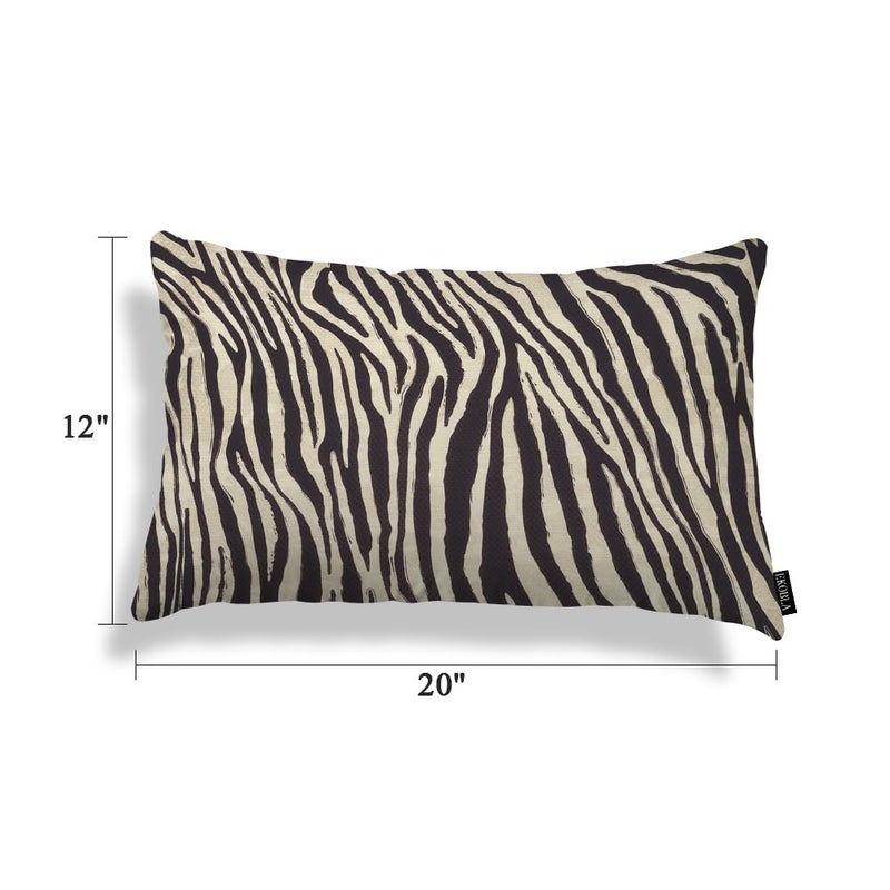 EKOBLA Decorative Lumber Cushion Case Zebra Striped Printed African Safari Skin Cotton Linen Farmhouse Throw Pillow Covers Cushion Case 12x20 Inches for Couch Sofa Home Decoration - Image 5