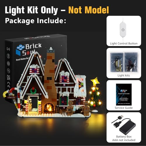 BrickSoul LED Light Up Kit Compatible with Lego Christmas Creator Expert Gingerbread House 10267 Set Upgraded Touch Version with Brightness Adjustment Lighting Accessories Not 10267 Building - Image 5