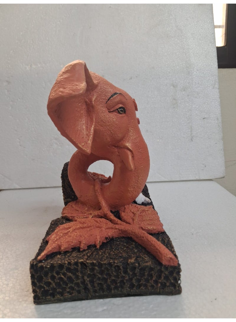 Home Auraa Lord Ganesha Decorative Idol Showpiece | Polyresin Ganesh Statue for Home & Office Décor | Spiritual Table Accent | Orange Finish | 20 x 10.5 x 19.4 CM - Image 2