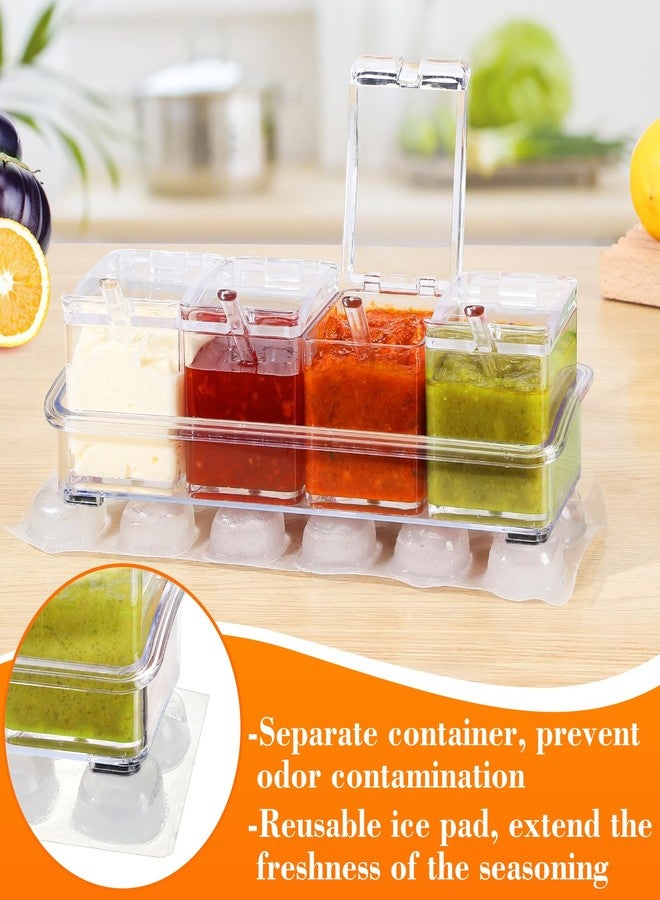 Bigmeta 2 Pcs Ice Chilled Condiment Containers Caddy with Lids - Condiment Organizer with Reusable Ice Sheets, Chilled Serving Trays for Fruit Salad Taco Mimosa Bar Party Supplies - Image 4