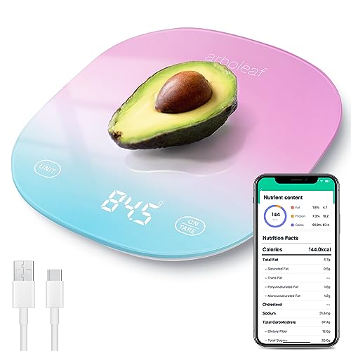 arboleaf Food Scale Rechargeable, Food Scales Digital Weight Grams and oz, Kitchen Scales Digital Weight, Smart Baking Measuring Food Scales for Kitchen Gift, Weight Loss, 0.1oz/0.5g, 22lbs/10kg - Image 1