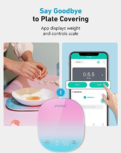 arboleaf Food Scale Rechargeable, Food Scales Digital Weight Grams and oz, Kitchen Scales Digital Weight, Smart Baking Measuring Food Scales for Kitchen Gift, Weight Loss, 0.1oz/0.5g, 22lbs/10kg - Image 3