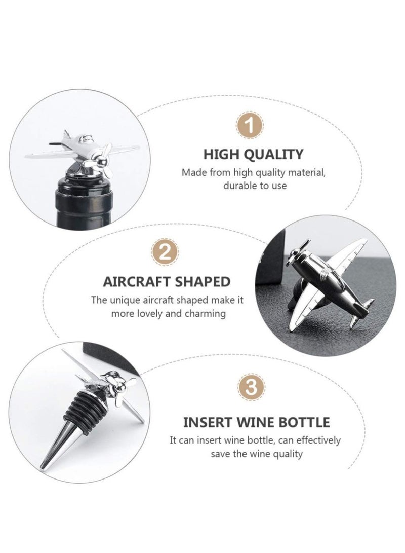 KASTWAVE 4 PCS Wine Stopper Bottle Stopper Wine Saver, Reusable Wine Stopper Used, Wine Champagne Preservation Plug, Aircraft Style Beer Wine Spout Saver Beverage Bottle Seal  - Image 3