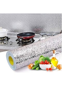 Hihonor Kitchen Backsplash Wallpaper Stickers, Stickers Self Adhesive Aluminum Foil Oil Proof Waterproof Stove Sticker (40*300cm, Orange Peel Pattern)  - Image 1