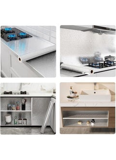 Hihonor Kitchen Backsplash Wallpaper Stickers, Stickers Self Adhesive Aluminum Foil Oil Proof Waterproof Stove Sticker (40*300cm, Orange Peel Pattern)  - Image 2