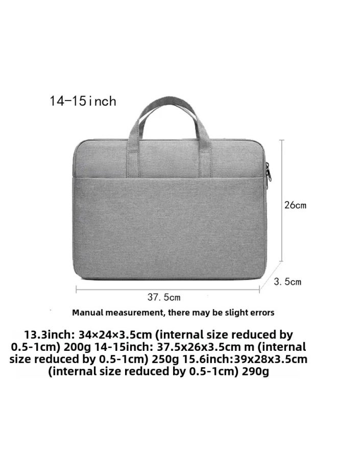 Waterproof Thin Tablet Computer Protective Case Portable Storage Bag For Laptop And IPad Stylish Business Document Bag-Color:Multi-layer Double Handle-light Gray-Dimensions:12inch