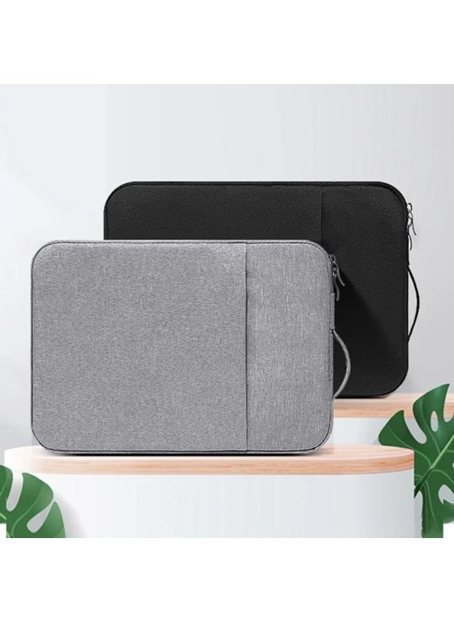 Waterproof Thin Tablet Computer Protective Case Portable Storage Bag For Laptop And IPad Stylish Business Document Bag-Color:Multi-layer Double Handle-light Gray-Dimensions:12inch