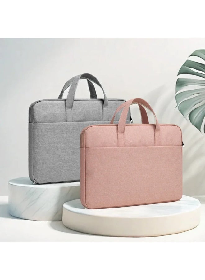 Waterproof Thin Tablet Computer Protective Case Portable Storage Bag For Laptop And IPad Stylish Business Document Bag-Color:Multi-layer Double Handle-light Gray-Dimensions:12inch