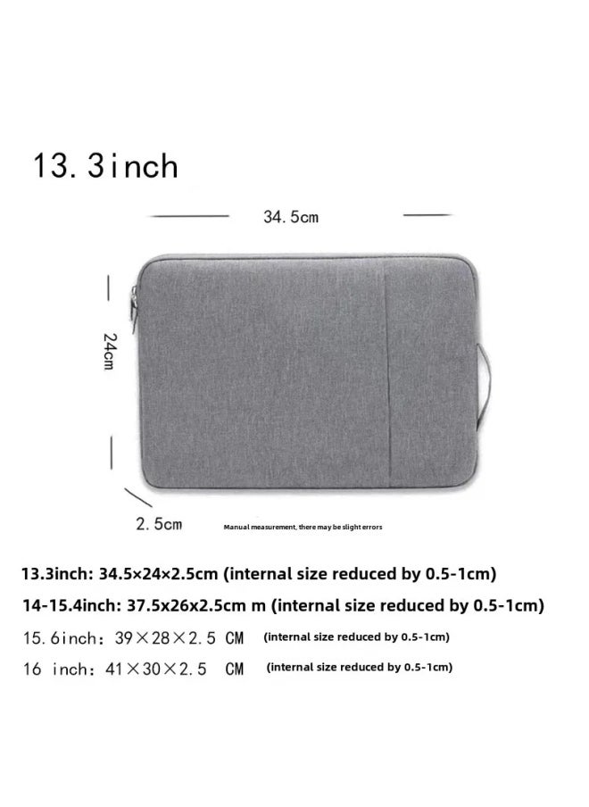 Waterproof Thin Tablet Computer Protective Case Portable Storage Bag For Laptop And IPad Stylish Business Document Bag-Color:Multi-layer Double Handle-light Gray-Dimensions:12inch