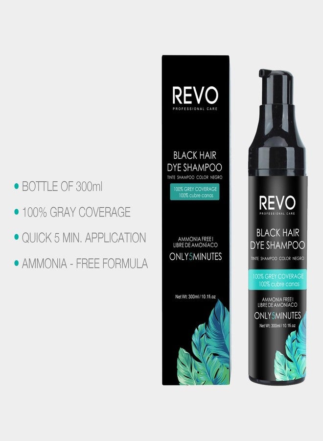 REVO Professional Care Hair Dye Shampoo 3-in-1 for Gray Hair Coverage (300ml) - Natural Herbal Formula with Argan Oil & Aloe Vera, Vegan Instant Permanent Hair Color for Men & Women - BLACK - Image 5