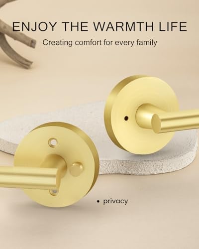 Haidms Gold Door Handles Interior, Heavy Duty Zinc Alloy Interior Door Handle, Privacy Door Lever for Bedroom Bathroom (6 Pack) - Image 4