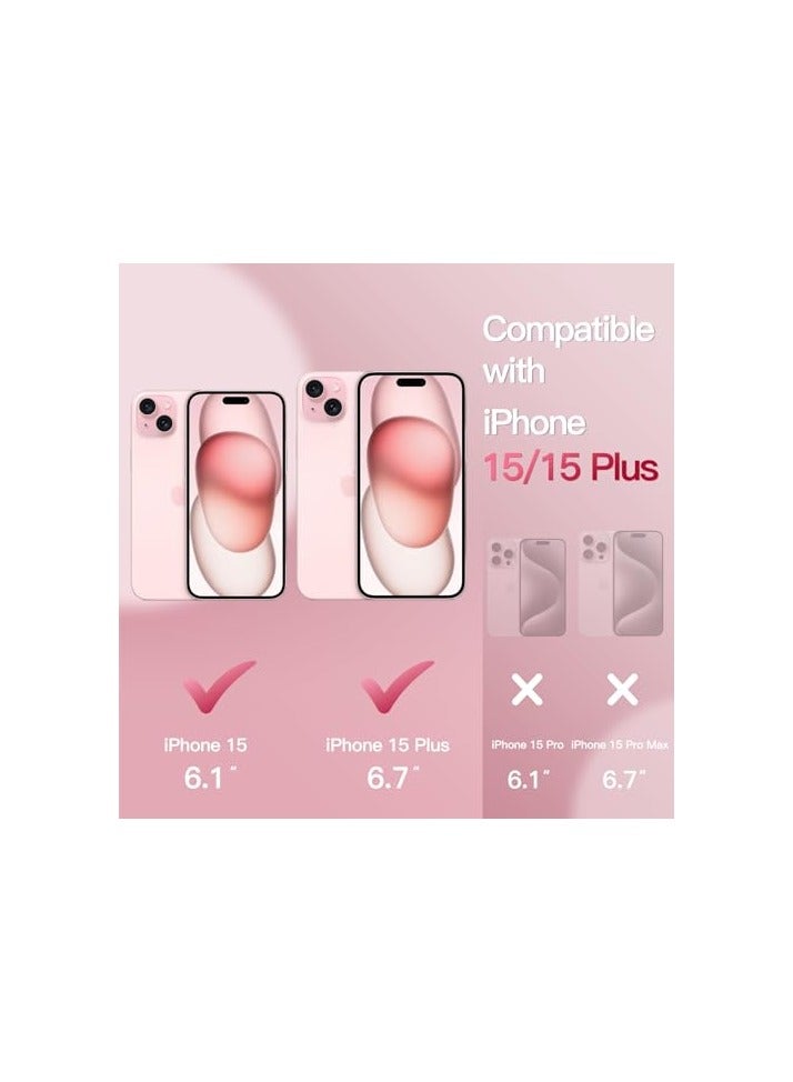 JETech Camera Lens Protector for iPhone 15 6.1-Inch and iPhone 15 Plus 6.7-Inch, Bling Glitter Individual 9H Tempered Glass Metal Ring Cover, HD Clear, 1 Set (Pink) - Image 3