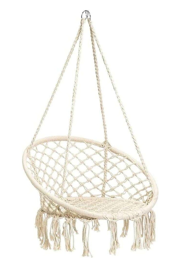 أرجوحة مكرمية من أواسيس، لون بيج (طيني)، 60 سم، الوزن الأقصى 200 كجم، قطن - Image 1