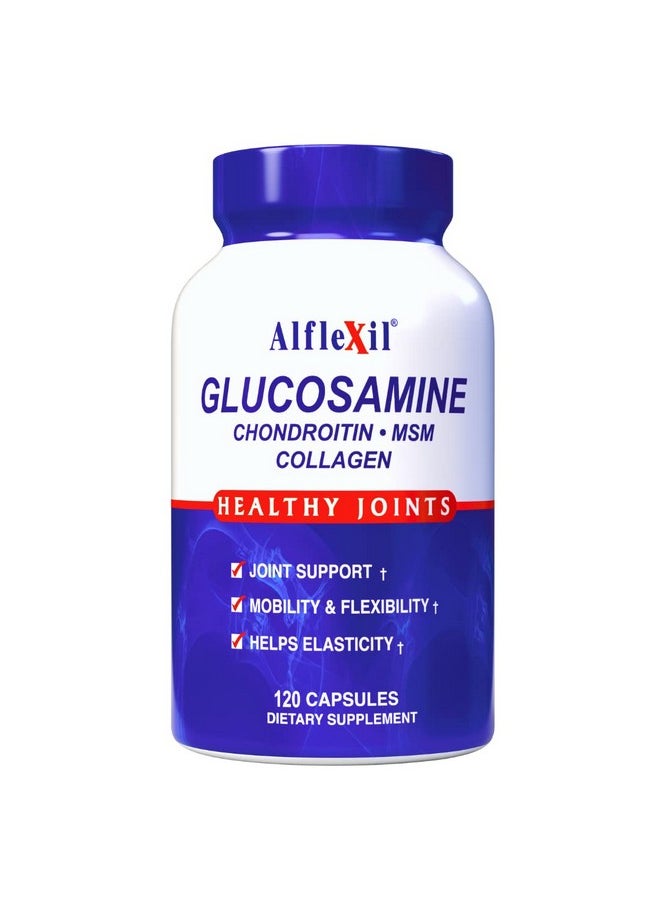 مكمل غذائي Alflexil Premium Glucosamine & Chondroitin لدعم صحة المفاصل والعظام والركبة غني بـ MSM والكولاجين مكونات طبيعية عضوية صنع في الولايات المتحدة الأمريكية 120 كبسولة - pzsku/Z6A326349C3B40CE2C50BZ/45/_/1695146167/d279f90e-b1c1-4db2-87a9-25bee4878c94