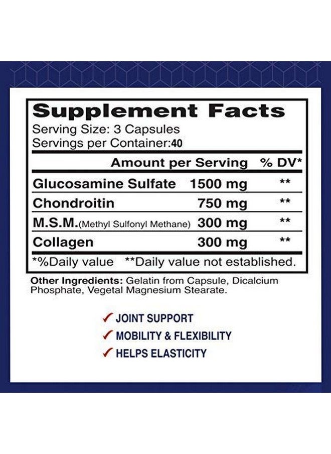 مكمل غذائي Alflexil Premium Glucosamine & Chondroitin لدعم صحة المفاصل والعظام والركبة غني بـ MSM والكولاجين مكونات طبيعية عضوية صنع في الولايات المتحدة الأمريكية 120 كبسولة - pzsku/Z6A326349C3B40CE2C50BZ/45/_/1695146170/42e57fbe-28f1-4d91-8be7-7745d6fdaa6e