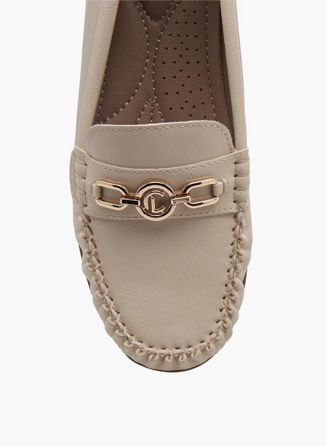 لو كونفورت Women's Solid Slip-On Loafers with Metal Accent