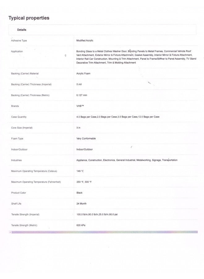 3M VHB 100x200mm~ (4" X8") Double Sided Foam Adhesive Sheet Tape 5952 Automotive Mounting Industrial Grade Very High Bond 5952 (1 Sheets 100x200mm) - Image 2