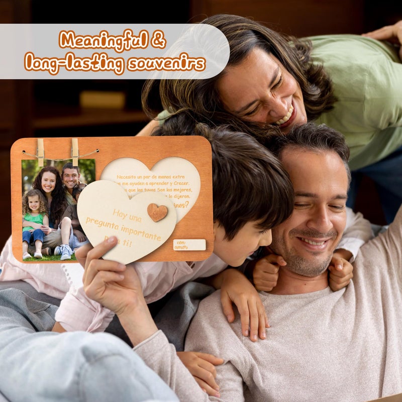 CJiangpo Will You Be My Godparents Proposal Gift Picture Frame, Madrina Padrino Proposal Gift in Spanish, Wooden Godparents Photo Frames Announcement from Godchild Baptism - Image 5