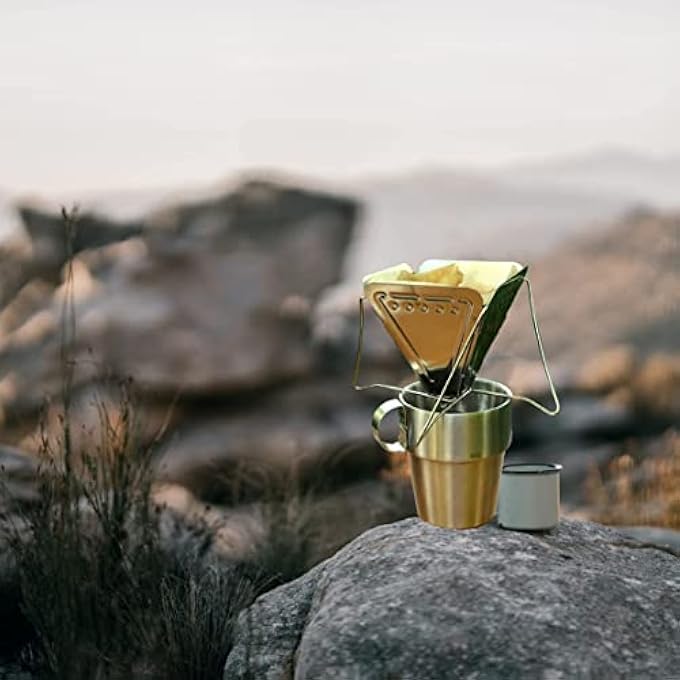 MAKINGTEC Collapsible Pour Over Coffee Dripper Filter Holder Folding Stainless Steel Reusable Coffee Cone Filter Portable Compact For Office Home Travel Picnic Camping Inverted Pyramid Style - Image 3