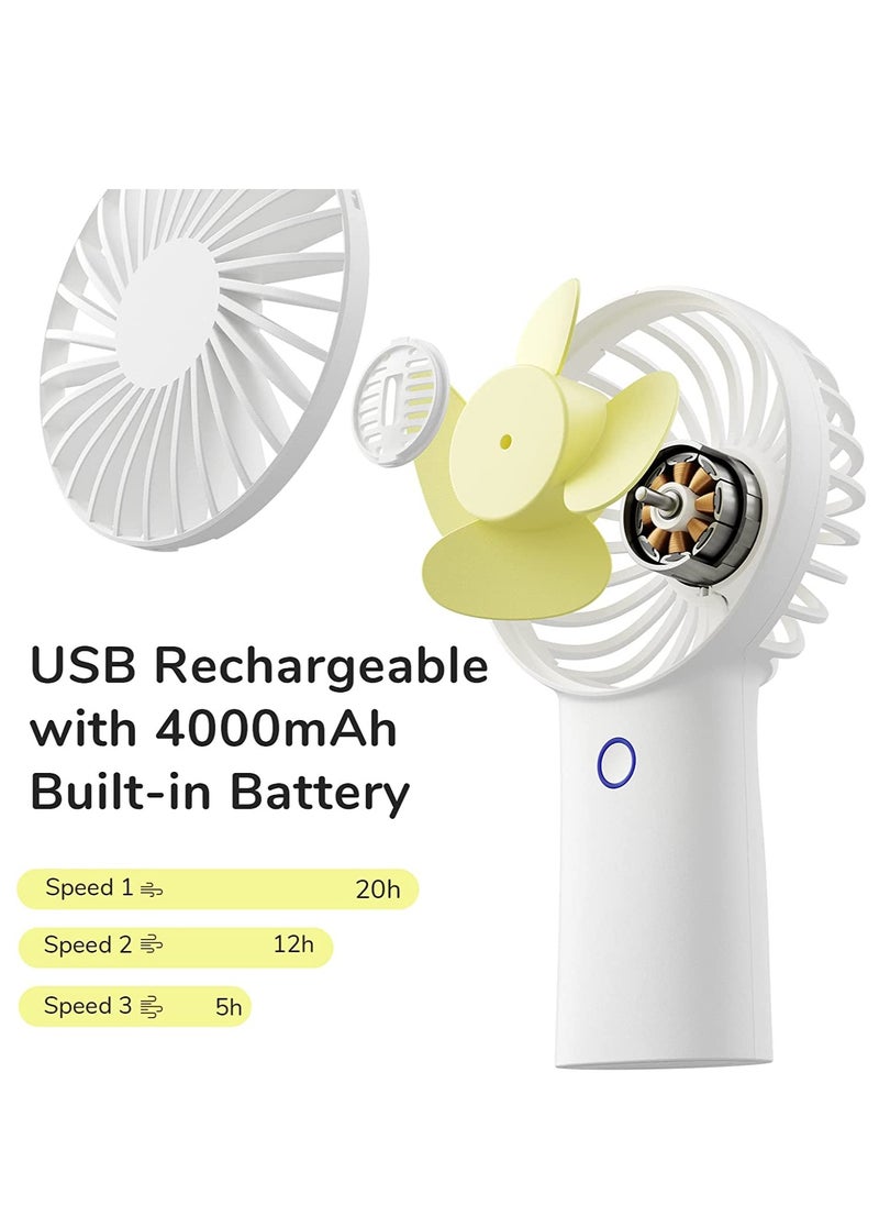 JISULIFE - JISULIFE Handheld Fan 4000mAh Portable Fan with USB Rechargeable Small Personal Fan Capable for 5-20H Working Time Battery Operated Hand Fan with 3 Speeds - Image 1