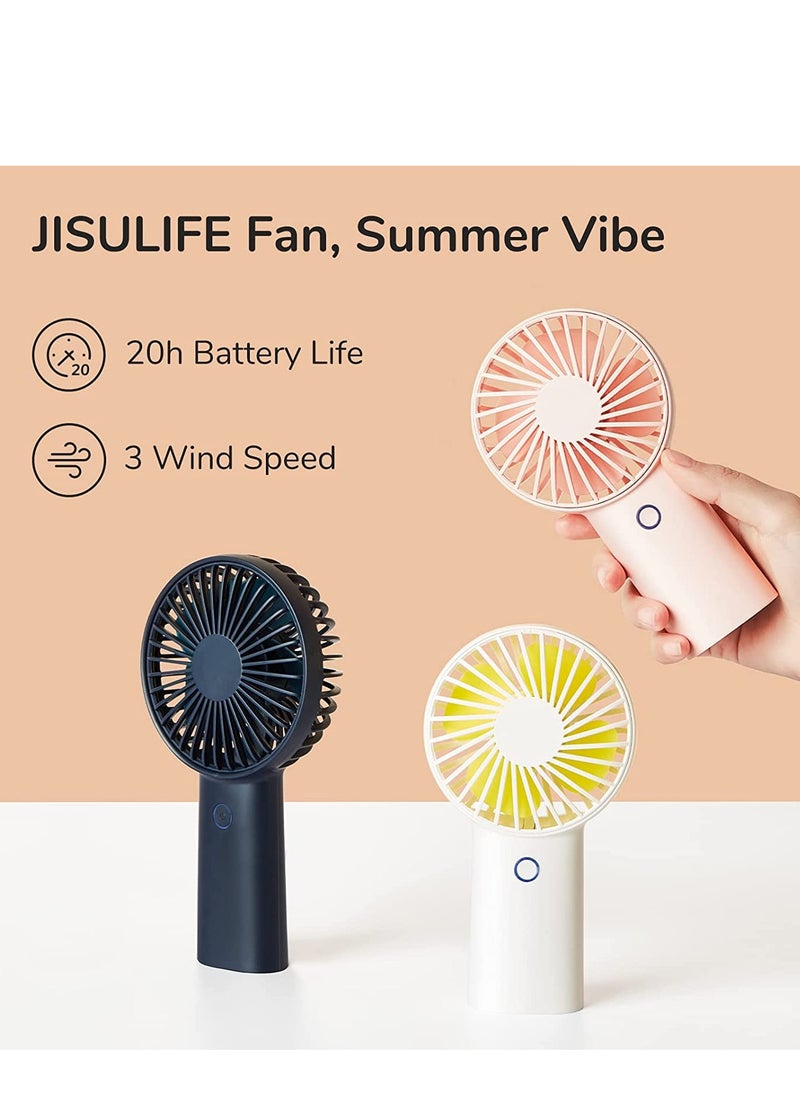 JISULIFE - JISULIFE Handheld Fan 4000mAh Portable Fan with USB Rechargeable Small Personal Fan Capable for 5-20H Working Time Battery Operated Hand Fan with 3 Speeds - Image 1