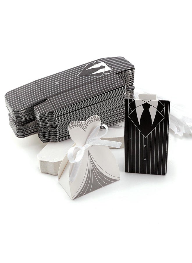 Stand-up Striped Dress Wedding Wedding Candy Boxes Wedding Boxes, 50 pairs - Image 2