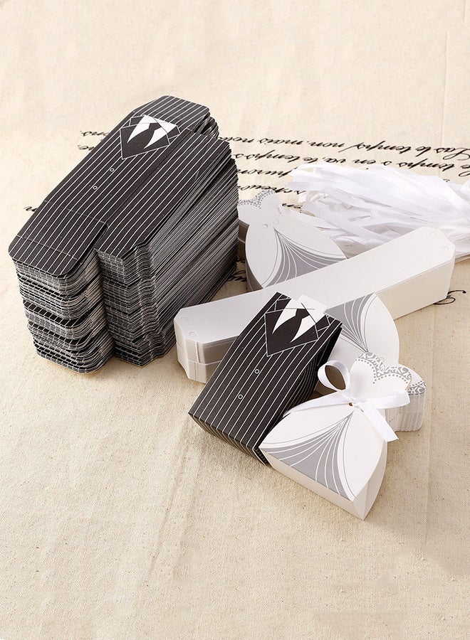 Stand-up Striped Dress Wedding Wedding Candy Boxes Wedding Boxes, 50 pairs - Image 5