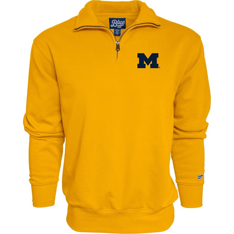 Blue 84 Mens Michigan Wolverines Quarter Zip Sweatshirt Icon Secondary Alternate Color XLarge