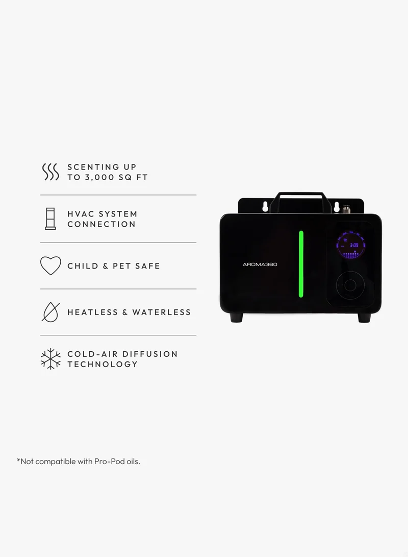 AROMA360 Museum360 - 3000 sq ft Coverage- Scent Diffuser Whole Home Fragrance Oil Diffuser HVAC System Connection Heatless, Waterless, Smart Timer, No Residue -Black