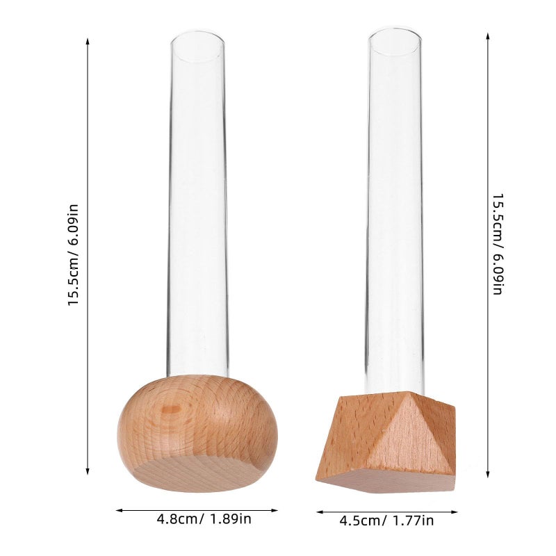 3 Pcs Glass Hydroponic Planter Vases With Beech Wood Stand For Plant Propagation - Image 3